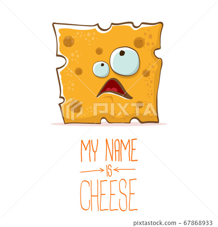 vector funny cartoon cute orange cheese character isolated on white background. My name is cheese. food funky character vector funny cartoon cute orange cheese character isolated on white background. My name is cheese. food funky character 67868933