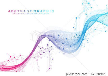 Geometric abstract background with connected lines and dots. Connectivity flow point. Molecule and communication background. Graphic connection background for your design. Vector illustration. 67870984