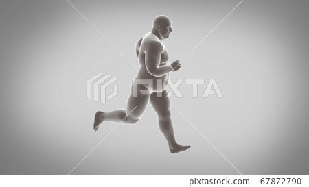 3d render of a running fat man. 3d illustration-插圖素材 [67872790] - PIXTA圖庫