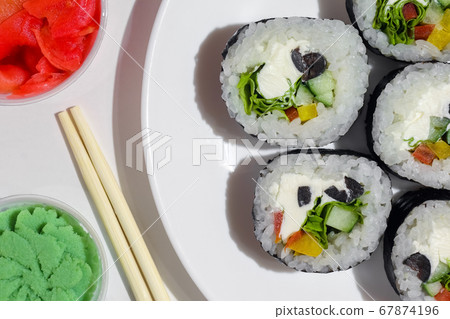 sushi on a white background close up 67874196