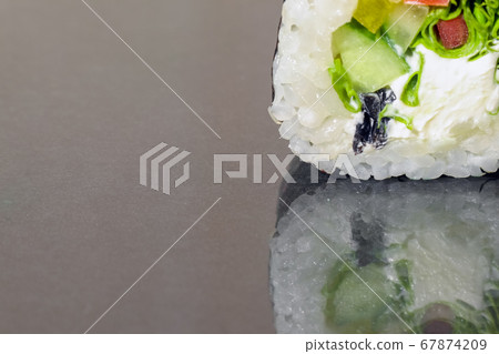 sushi on a gray background close up 67874209