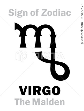 Astrology Alphabet: Sign of Zodiac VIRGO (The Maiden / The Virgin). Astrological character, hieroglyphic sign, mystic kabbalistic symbol. 67877478
