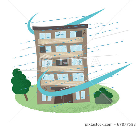 Vector illustration of a mansion that suffers from a typhoon 67877588