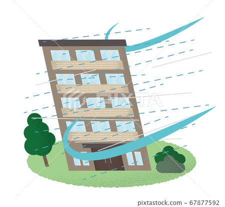 Vector illustration of a mansion that suffers from a typhoon 67877592