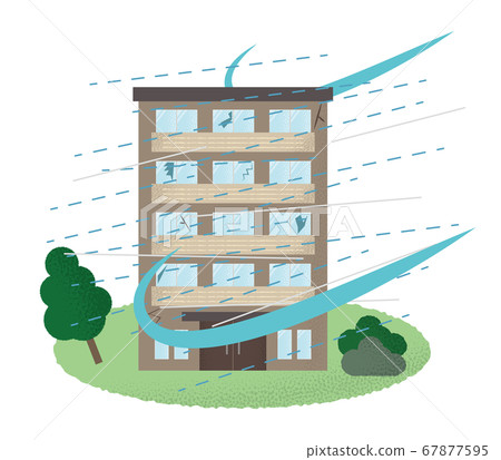 Vector illustration of a mansion that suffers from a typhoon 67877595