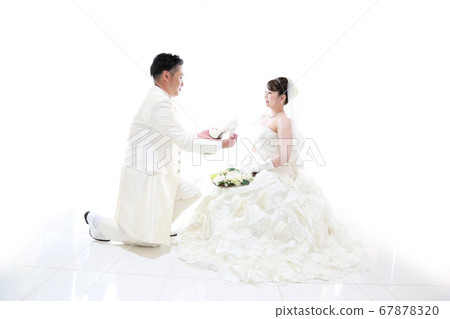 新娘和新郎在婚紗和燕尾服照片婚禮白色背景 照片素材 圖片 6787 圖庫