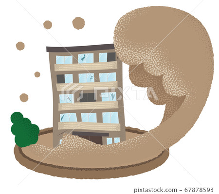 Vector illustration of a mansion that suffers from flood damage Vector illustration of a mansion that suffers from flood damage 67878593