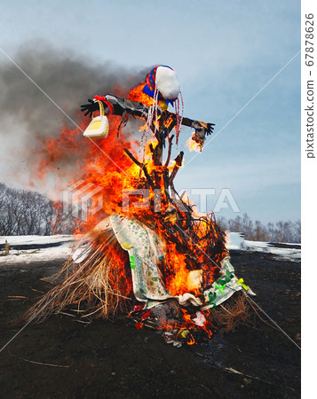 End of the winter.Big doll burning. Shrovetide 67878626