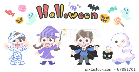 Children dressed up for Halloween - Stock Illustration [67881701] - PIXTA