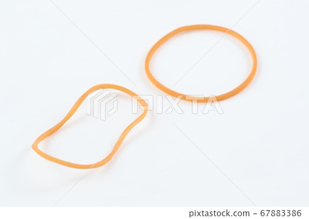 Rubber band on white background 67883386