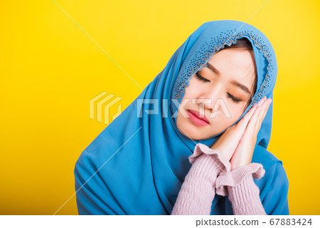 Asian Muslim Arab woman Islam wear hijab she 67883424