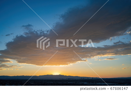High angle sunset view of the famous Las Vegas High angle sunset view of the famous Las Vegas 67886147