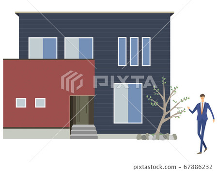 指導房屋展示廳和样板房商人的插圖 67886232