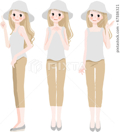 Sleeveless woman wearing a hat 67886321