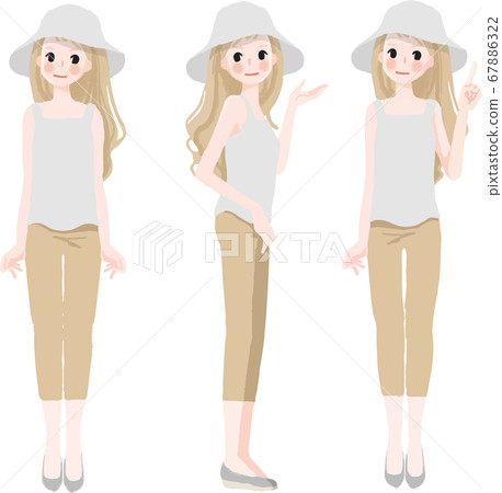 Sleeveless woman wearing a hat 67886322