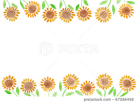 Sunflower watercolor frame - Stock Illustration [67886498] - PIXTA