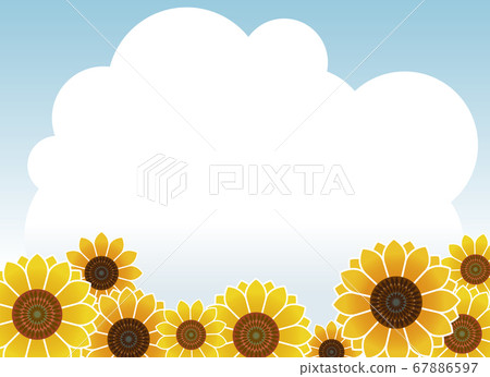 Summer Sky Background Frame With Sunflowers And Stock Illustration