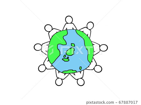 Abstract illustration of people supporting the earth 67887017