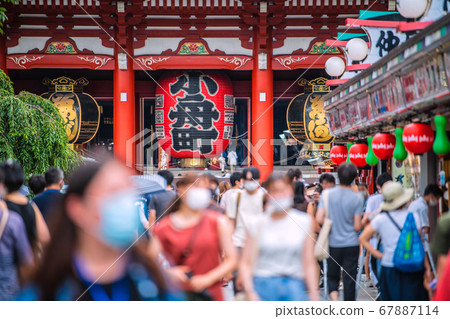 Tokyo cityscape in Japan: Tokyo, Sensoji Temple and masks stand out (the last day of 4 consecutive holidays) = July 26 67887114