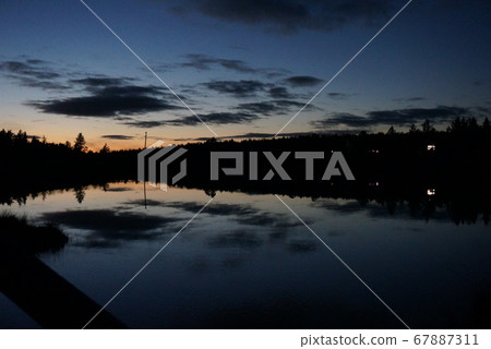 Lakeside at dusk 67887311