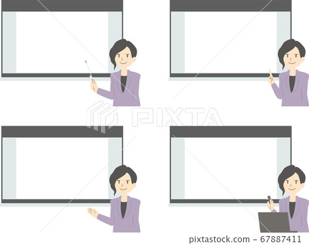 女指導員/屏幕前面的研討會用套裝-無主線/彩色 女指導員/屏幕前面的研討會用套裝-無主線/彩色 67887411