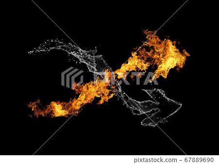 3d抽象火焰和水箭頭穿越的插圖 3d抽象火焰和水箭頭穿越的插圖 67889690