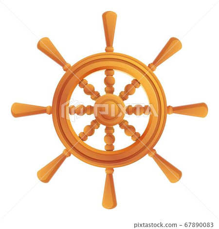 Cruise ship wheel icon, cartoon style 67890083