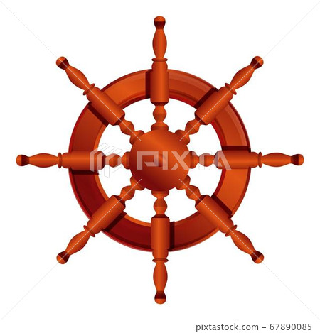 Steering ship wheel icon, cartoon style 67890085