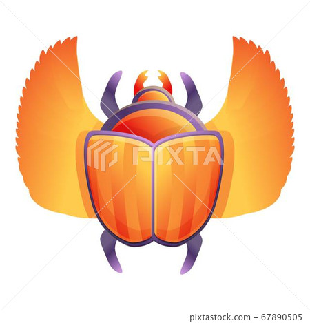 Egyptian scarab beetle icon, cartoon style 67890505