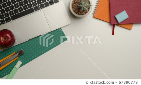 Workspace with copy space, laptop, cutting mat, Workspace with copy space, laptop, cutting mat, 67890779