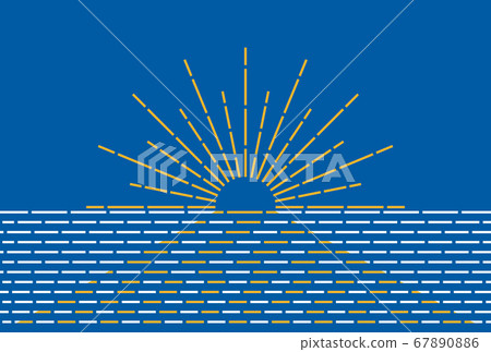 Sea wave solar line drawing Sea wave solar line drawing 67890886