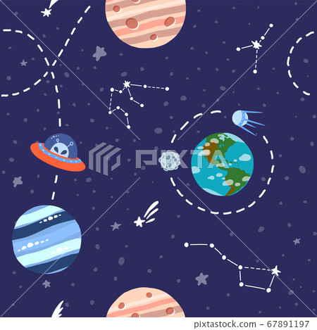 Galaxy seamless pattern design. Bright childish Galaxy seamless pattern design. Bright childish 67891197