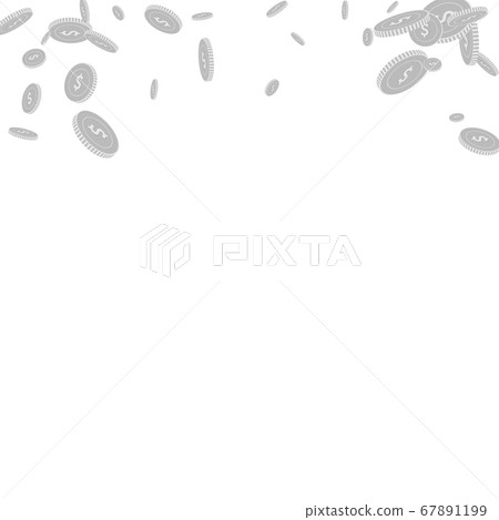 American dollar coins falling. Scattered black and American dollar coins falling. Scattered black and 67891199