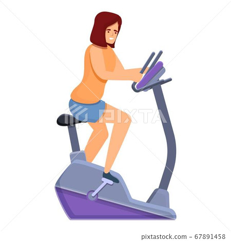 Woman exercise bike icon, cartoon style Woman exercise bike icon, cartoon style 67891458