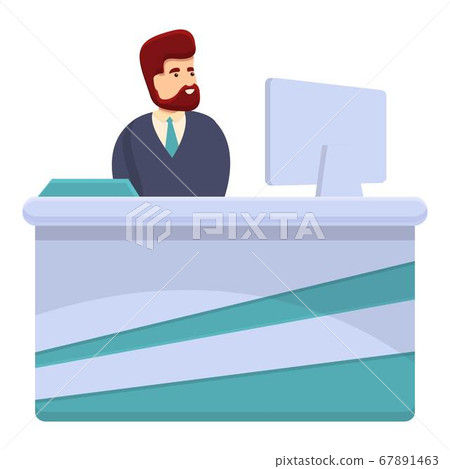 Serious bank teller icon, cartoon style Serious bank teller icon, cartoon style 67891463