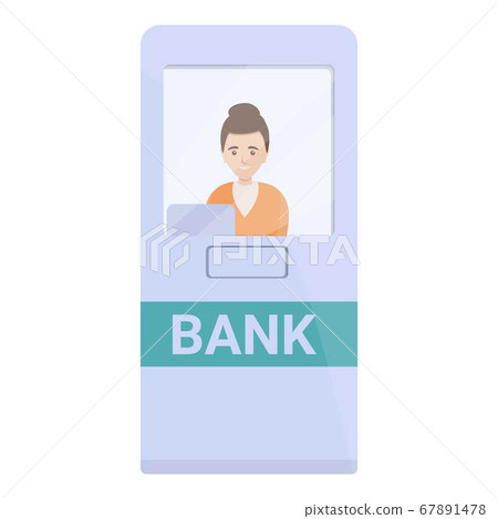 Bank teller cabine icon, cartoon style Bank teller cabine icon, cartoon style 67891478