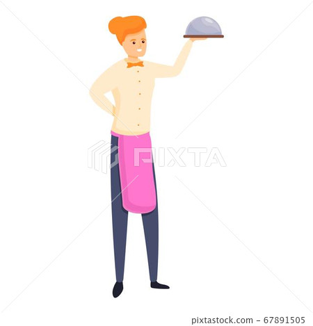 Woman butler icon, cartoon style 67891505