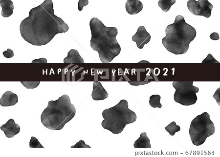 牛年2021年水彩荷爾斯泰因新年卡圖 67891563