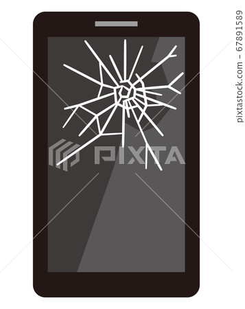 A smartphone with a cracked screen 67891589