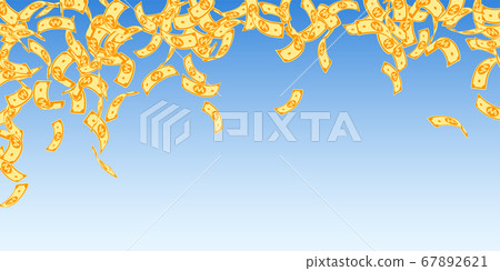 Korean won notes falling. Floating WON bills on bl Korean won notes falling. Floating WON bills on bl 67892621