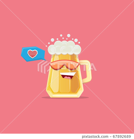 vector cartoon funky beer glass character with sunglasses isolated on pink background. Vector funny beer label or poster design template. International beer day cartoon comic poster or greeting banner vector cartoon funky beer glass character with sunglasses isolated on pink background. Vector funny beer label or poster design template. International beer day cartoon comic poster or greeting banner 67892689