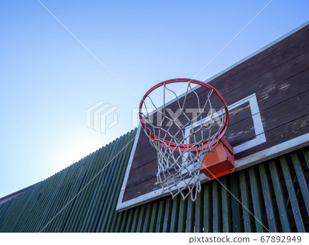 Basketball goal installed outdoors Basketball goal installed outdoors 67892949