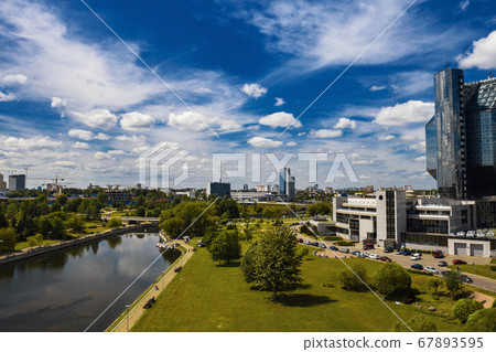 Top view of the National library and a new neighborhood with a Park in Minsk-the capital of the Republic of Belarus, a public building Top view of the National library and a new neighborhood with a Park in Minsk-the capital of the Republic of Belarus, a public building 67893595