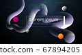Minimal abstract 3D liquid or fluid shapes, dark color gradient background for layout, banner, poster, template, flyer. Vector modern graphic color design, Futuristic trendy dynamic pattern elements 67894205