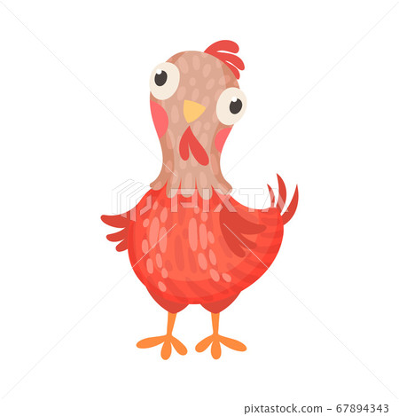 Feathered Hen as Farm Bird Isolated on White Background Vector Illustration 67894343