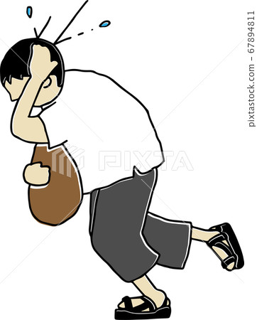 A man hurriedly running home in the evening A man hurriedly running home in the evening 67894811