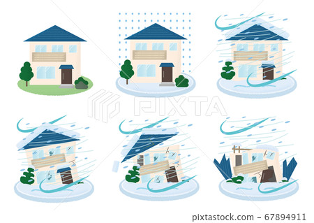 Vector illustration set of houses damaged by snowstorm 67894911