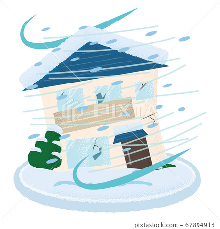 Vector illustration of houses damaged by snowstorm 67894913