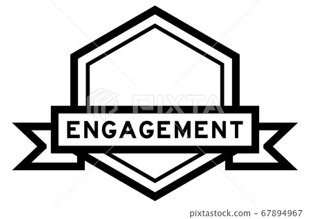 Hexagon vintage label banner in black color with word engagement on white background Hexagon vintage label banner in black color with word engagement on white background 67894967