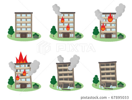 Vector illustration set of mansion in fire 67895033